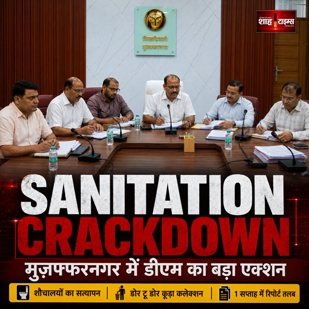 डीएम उमेश मिश्रा मुजफ्फरनगर में स्वच्छ भारत मिशन के ग्रामीण सफाई काम का रिव्यू करते हुए शाह टाइम्स