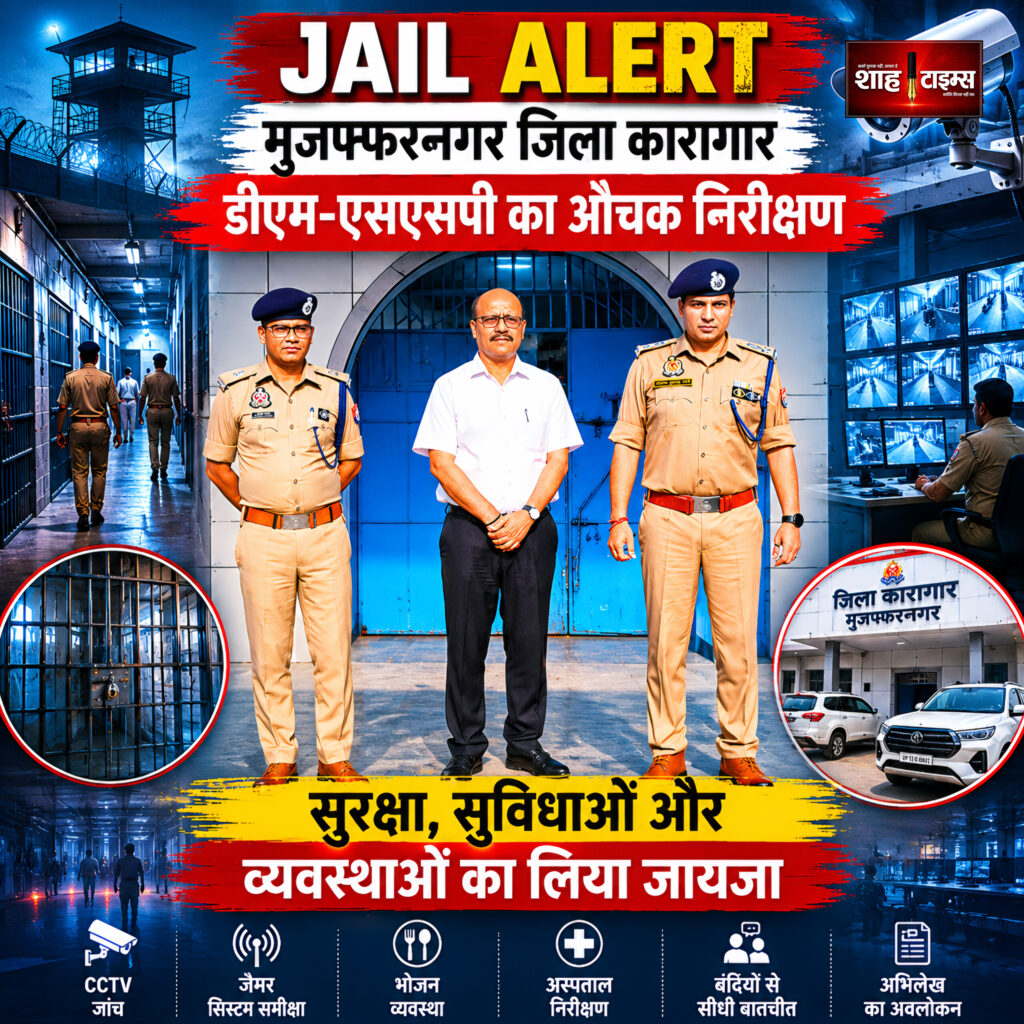 DM and SSP inspecting Muzaffarnagar District Jail security arrangements Shah Times Image Meta Description: International journalism style visual showing