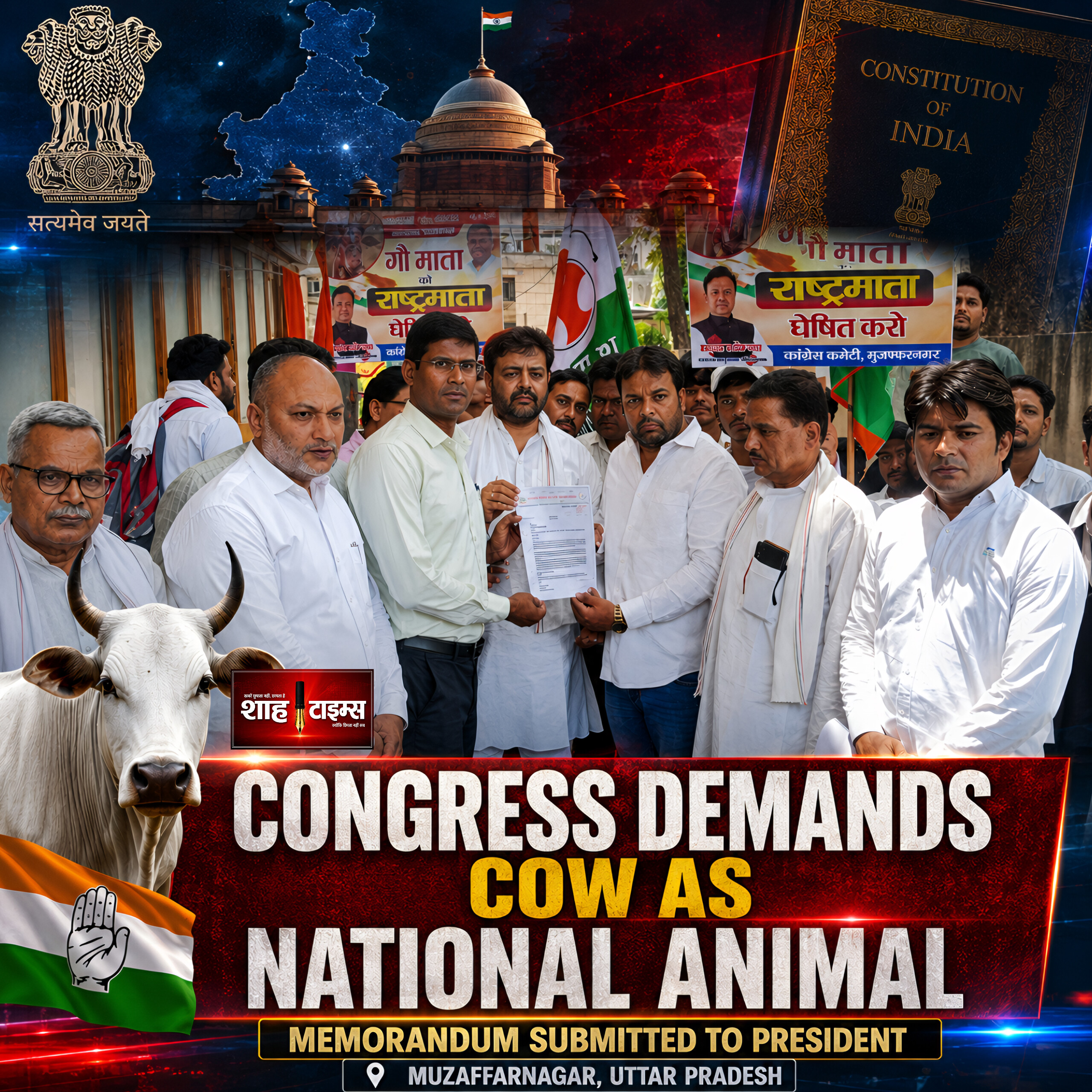 “गौ माता बने राष्ट्रीय पशु”, मुजफ्फरनगर में कांग्रेस का प्रदर्शन