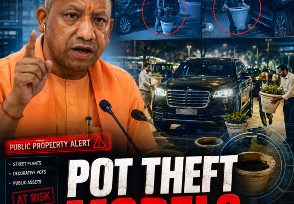 CM Yogi Adityanath reacting to flower pot theft controversy in Lucknow Shah Times