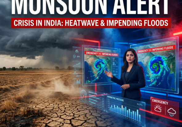 Shah Times newsroom graphic showing weak monsoon alert, heatwave and El Niño impact in India