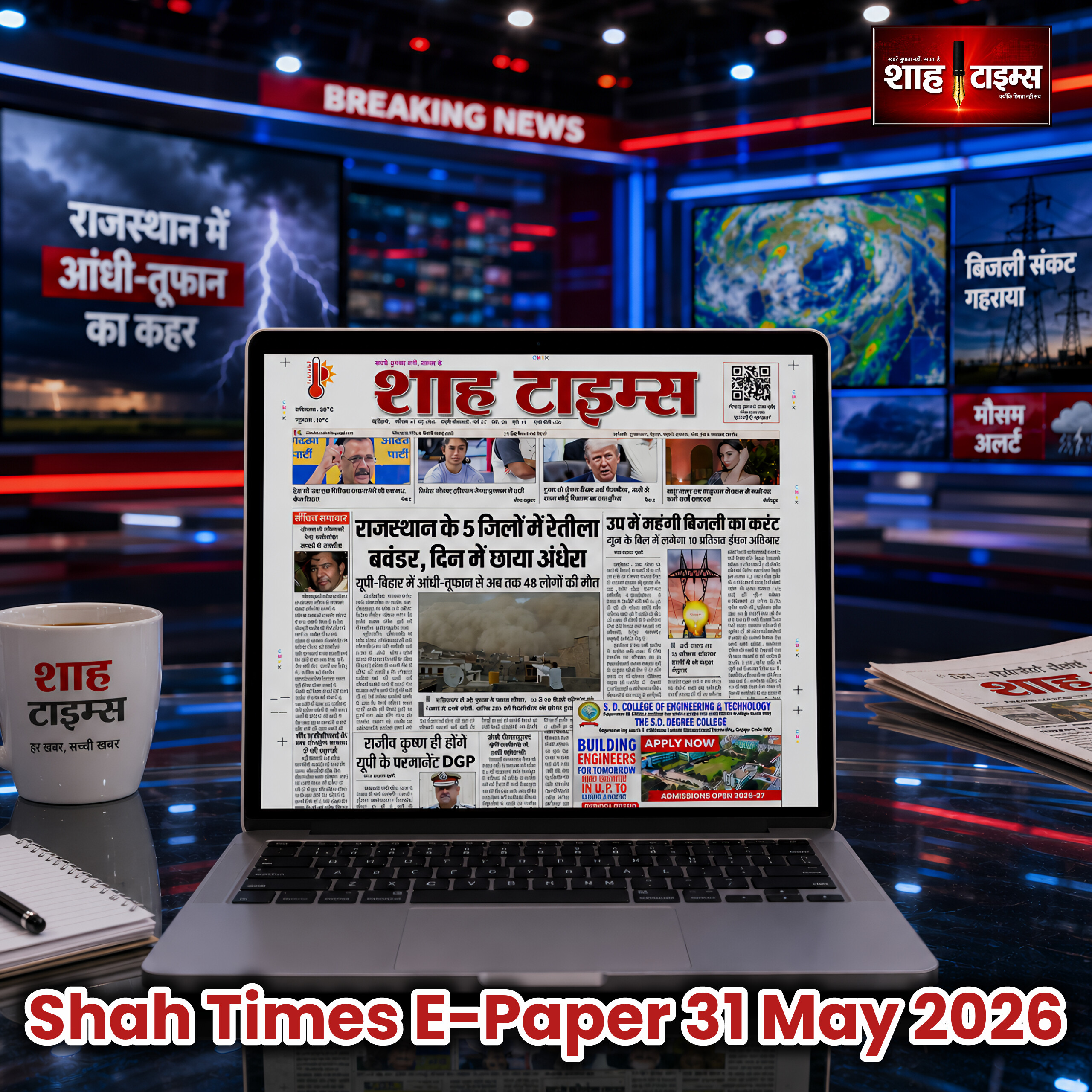 शाह टाइम्स ई-पेपर, 31 मई 2026: आंधी-तूफान, बिजली संकट और बड़ी खबरें