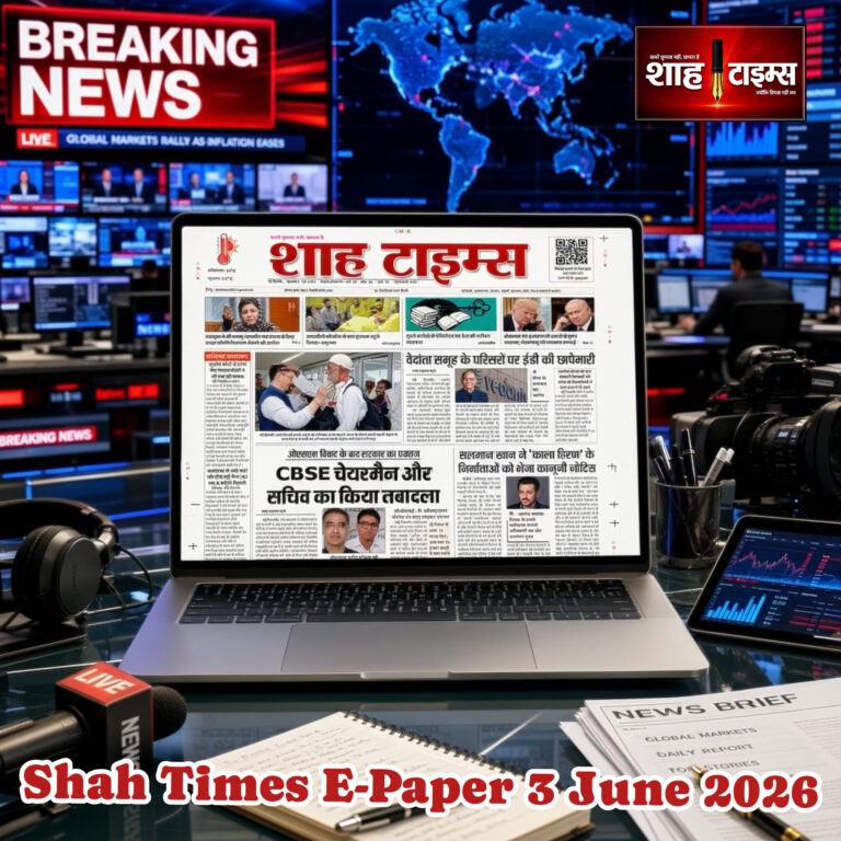 Shah Times E-Paper 3 June 2026 की फ्रंट पेज प्रमुख सुर्खियां, जिनमें CBSE बदलाव, वेदांता पर ED कार्रवाई और राष्ट्रीय समाचार शामिल हैं।