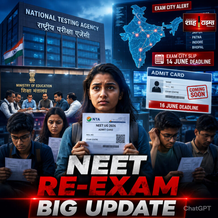 Shah Times NEET UG 2026 re-exam students waiting for exam city and admit card announcement.