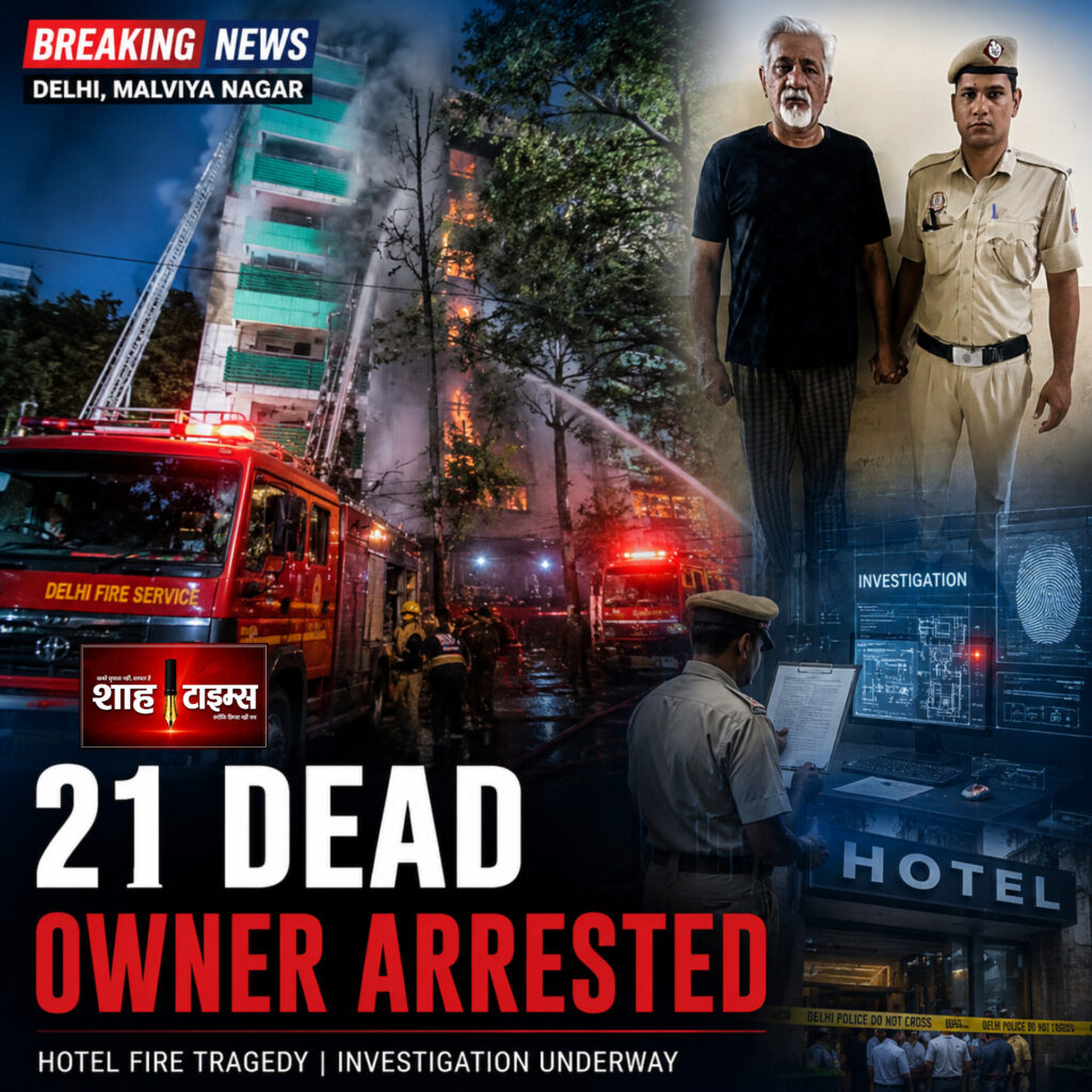 Shah Times Delhi hotel fire tragedy in Malviya Nagar with police investigation and emergency response.