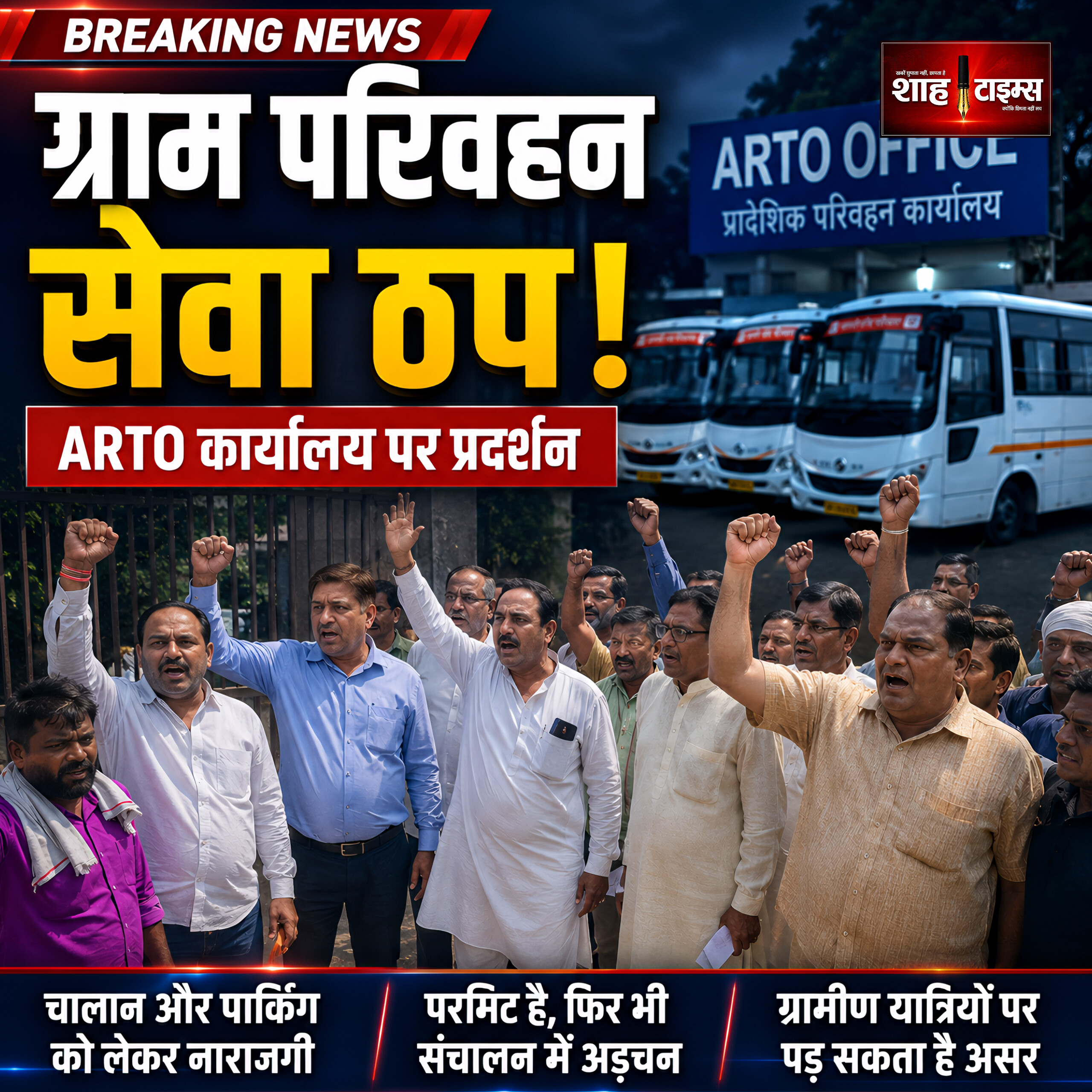 मुजफ्फरनगर में ग्राम परिवहन सेवा ठप, मिनी बस संचालकों का बड़ा विरोध
