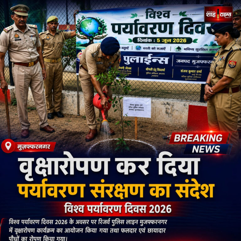 मुजफ्फरनगर पुलिस अधिकारियों ने विश्व पर्यावरण दिवस 2026 पर वृक्षारोपण अभियान में भाग लिया | शाह टाइम्स