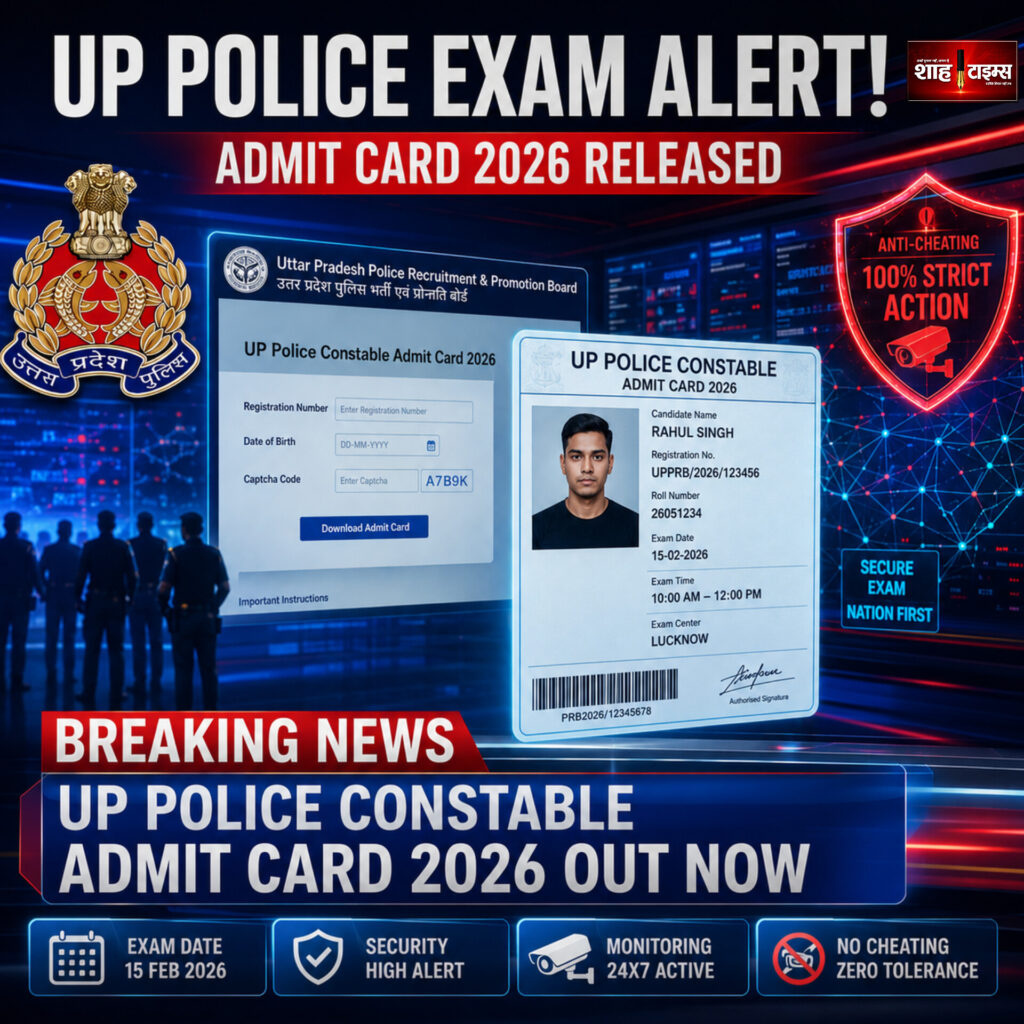 शाह टाइम्स ने UP पुलिस कांस्टेबल भर्ती परीक्षा 2026 और एडमिट कार्ड रिलीज़ की कवरेज की।