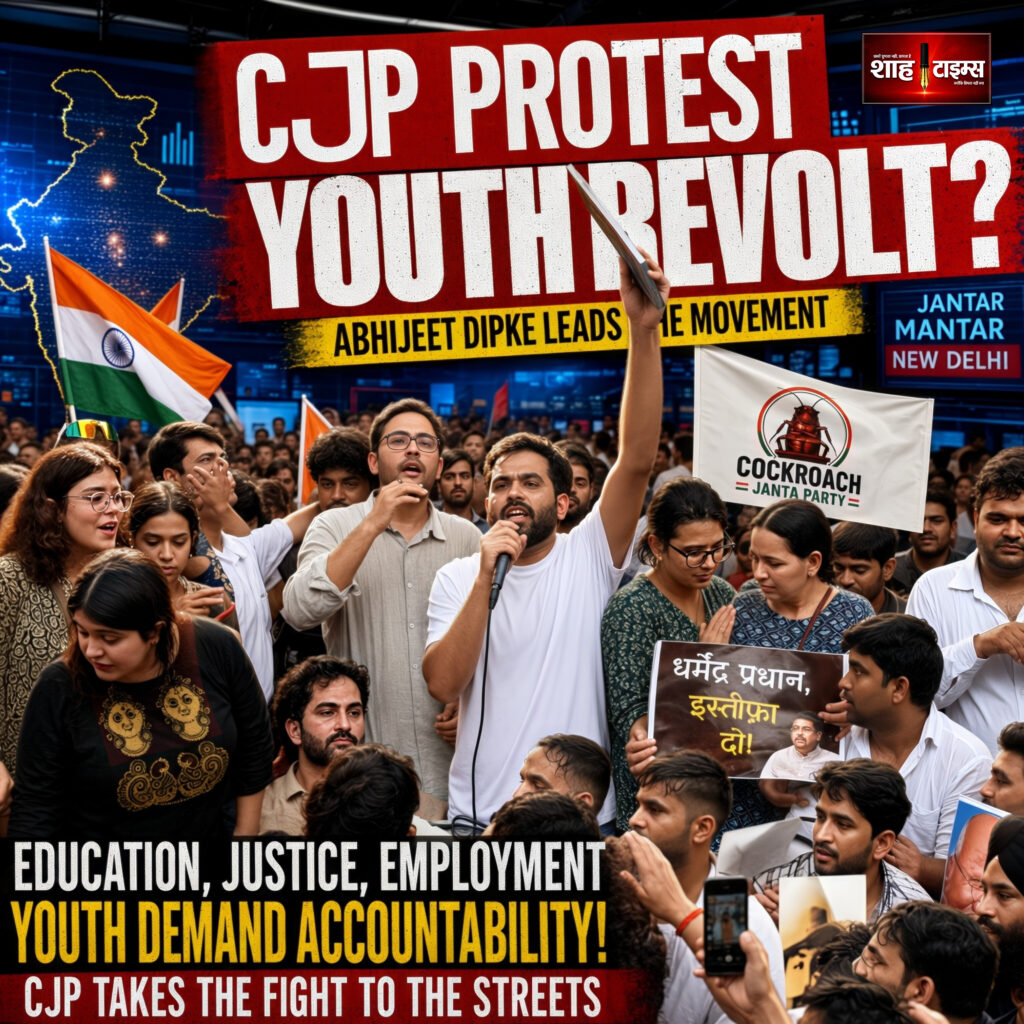 शाह टाइम्स ने नई दिल्ली में अभिजीत दिपके की लीडरशिप में कॉकरोच जनता पार्टी के प्रोटेस्ट की कवरेज की।