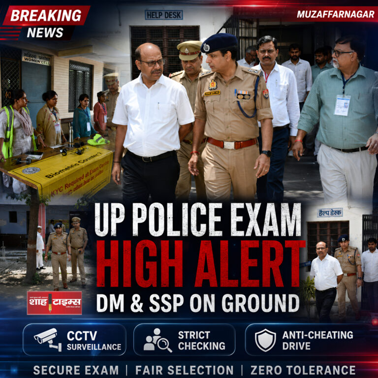 शाह टाइम्स: DM उमेश मिश्रा और SSP संजय कुमार वर्मा ने मुजफ्फरनगर में UP पुलिस कांस्टेबल एग्जाम सेंटर्स का इंस्पेक्शन किया।